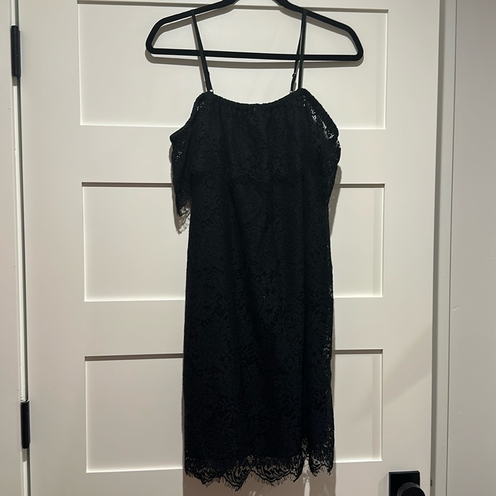 Madewell black lace dress 8